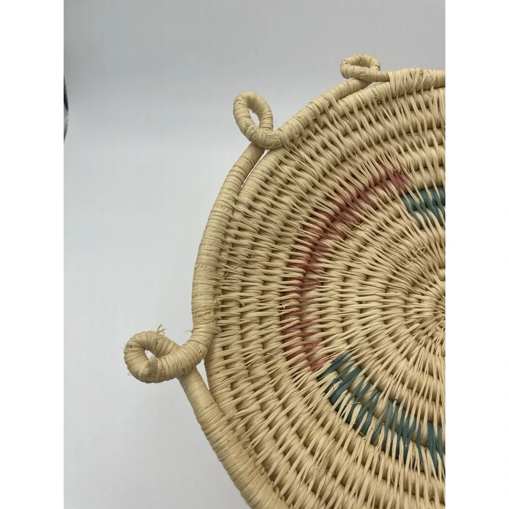 Vintage Handwoven Coiled Basket Twisted Loop Rim‎ 10